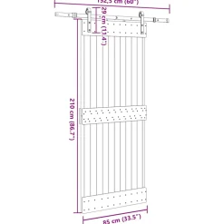 VIDAXL - Porte coulissante et kit de quincaillerie 85x210 cm pin massif