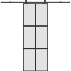 VIDAXL - Porte coulissante kit de quincaillerie trempé verre aluminium