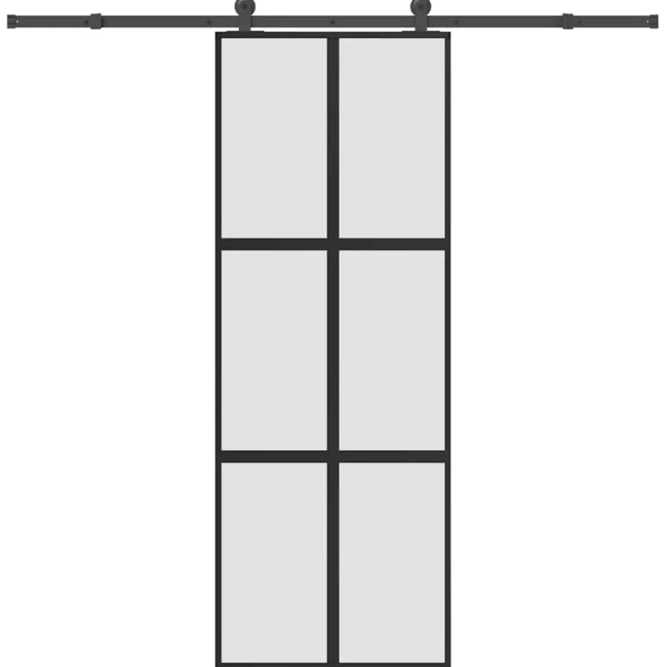 VIDAXL - Porte coulissante kit de quincaillerie trempé verre aluminium