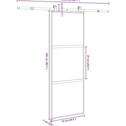 VIDAXL - Porte coulissante kit de quincaillerie trempé verre aluminium