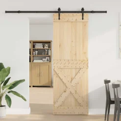 VIDAXL - Porte coulissante et kit de quincaillerie 80x210 cm pin massif