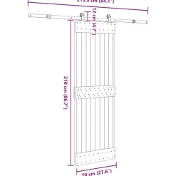 VIDAXL - Porte coulissante et kit de quincaillerie 70x210 cm pin massif