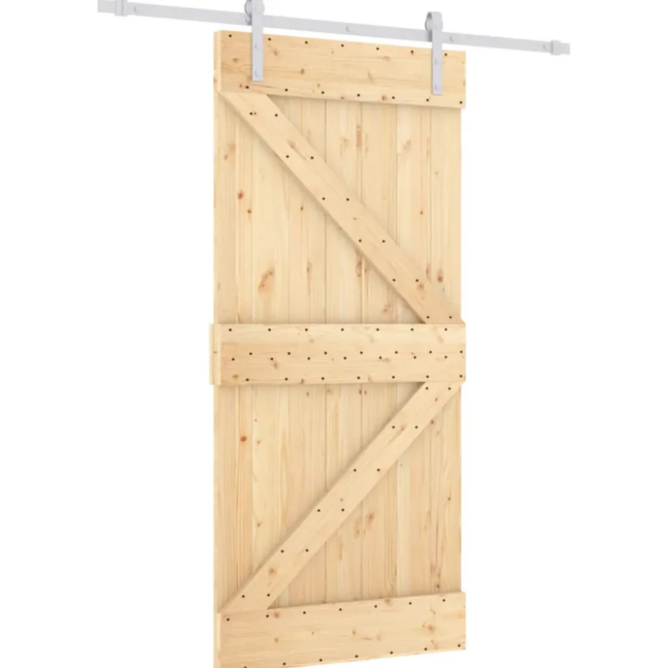 VIDAXL - Porte coulissante et kit de quincaillerie 90x210 cm pin massif