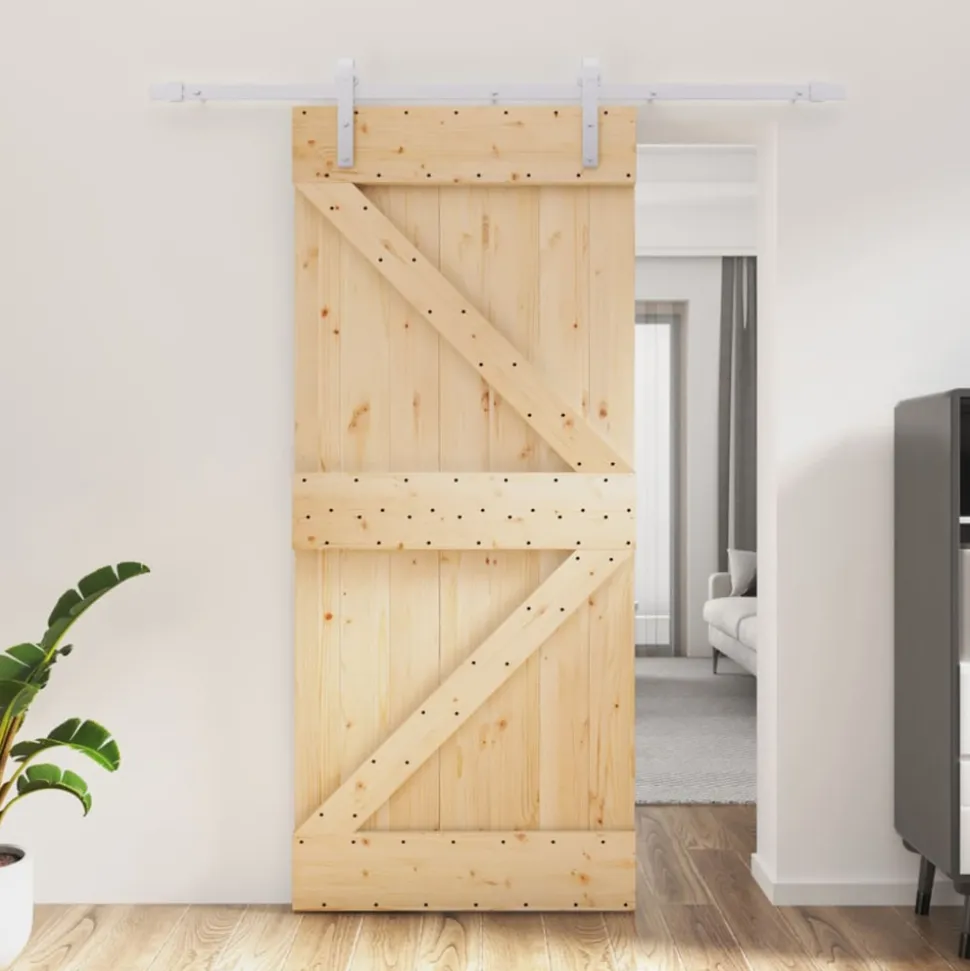 VIDAXL - Porte coulissante et kit de quincaillerie 90x210 cm pin massif