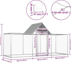 VIDAXL - Poulailler 3 x 1 x 1,5 m acier galvanisé