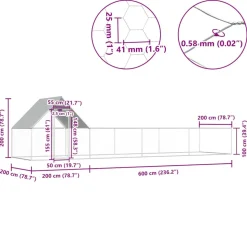 VIDAXL - Poulailler 8 x 2 x 2 m acier galvanisé