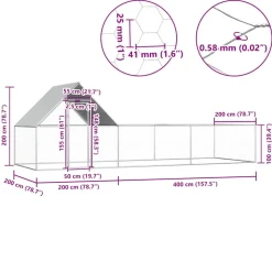 VIDAXL - Poulailler 6 x 2 x 2 m acier galvanisé
