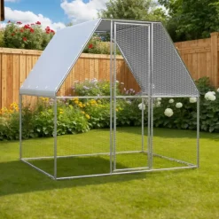 VIDAXL - Poulailler argenté et gris 2x2x2 m acier galvanisé