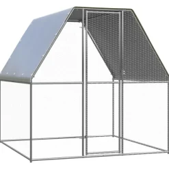 VIDAXL - Poulailler argenté et gris 2x2x2 m acier galvanisé