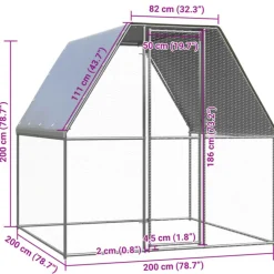 VIDAXL - Poulailler argenté et gris 2x2x2 m acier galvanisé