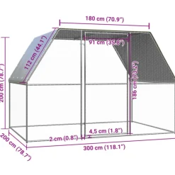VIDAXL - Poulailler argenté et gris 3x2x2 m acier galvanisé