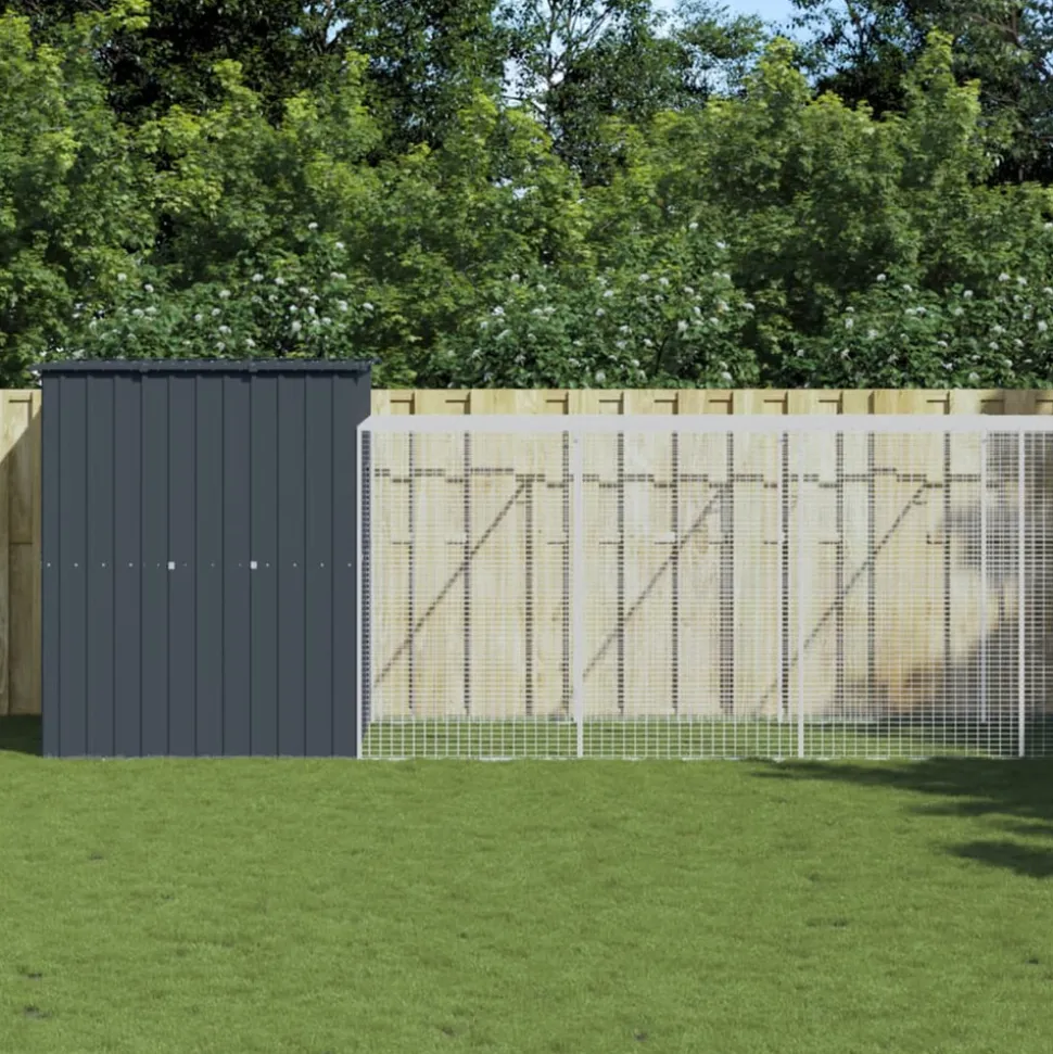 VIDAXL - Poulailler avec cour anthracite 165x1067x181 cm acier galvanisé