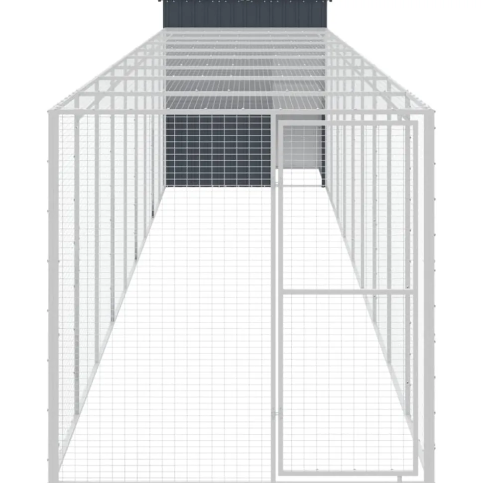 VIDAXL - Poulailler avec cour anthracite 165x1067x181 cm acier galvanisé