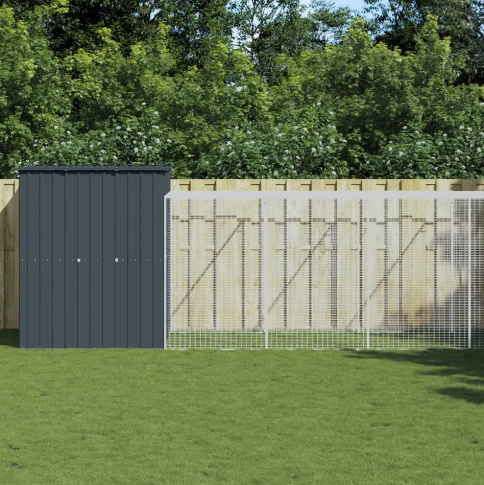 VIDAXL - Poulailler avec cour anthracite 165x1271x181 cm acier galvanisé