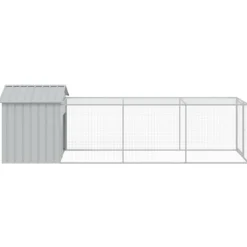VIDAXL - Poulailler avec cour gris clair 117x405x123 cm acier galvanisé