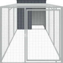 VIDAXL - Poulailler avec cour anthracite 110x405x110 cm acier galvanisé