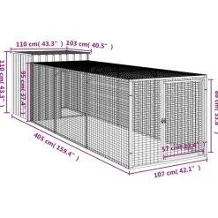 VIDAXL - Poulailler avec cour anthracite 110x405x110 cm acier galvanisé