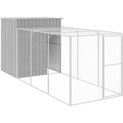 VIDAXL - Poulailler avec cour gris clair 165x455x181 cm acier galvanisé