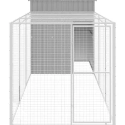 VIDAXL - Poulailler avec cour gris clair 165x455x181 cm acier galvanisé