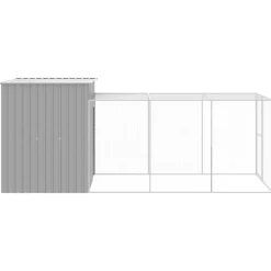 VIDAXL - Poulailler avec cour gris clair 165x455x181 cm acier galvanisé