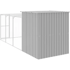 VIDAXL - Poulailler avec cour gris clair 165x455x181 cm acier galvanisé
