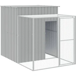 VIDAXL - Poulailler avec cour gris clair 165x455x181 cm acier galvanisé