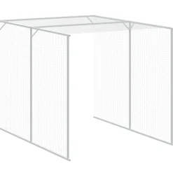 VIDAXL - Poulailler avec cour gris clair 165x455x181 cm acier galvanisé