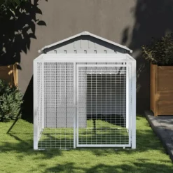 VIDAXL - Poulailler avec cour gris clair 117x201x123 cm acier galvanisé
