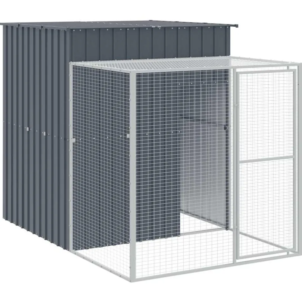 VIDAXL - Poulailler avec cour anthracite 165x251x181 cm acier galvanisé