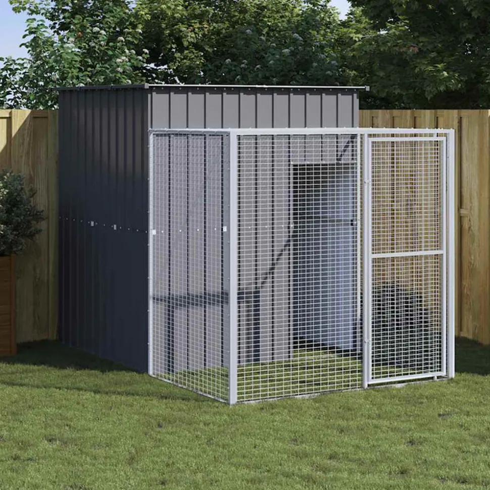 VIDAXL - Poulailler avec cour anthracite 165x251x181 cm acier galvanisé