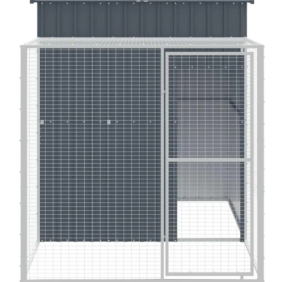 VIDAXL - Poulailler avec cour anthracite 165x251x181 cm acier galvanisé