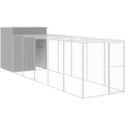 VIDAXL - Poulailler avec cour gris clair 165x659x181 cm acier galvanisé