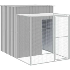 VIDAXL - Poulailler avec cour gris clair 165x251x181 cm acier galvanisé