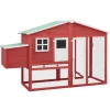 VIDAXL - Poulailler avec nichoir rouge et blanc bois de sapin massif