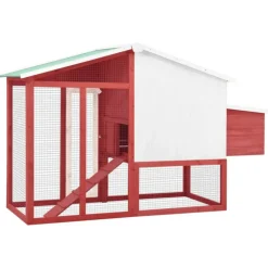 VIDAXL - Poulailler avec nichoir rouge et blanc bois de sapin massif
