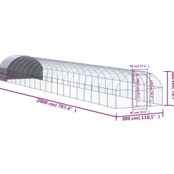 VIDAXL - Poulailler d extérieur 3x20x2 m acier galvanisé