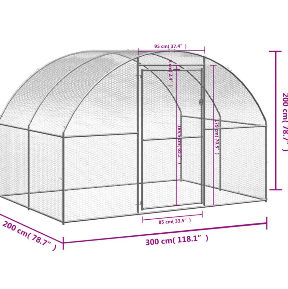 VIDAXL - Poulailler d extérieur 3x2x2 m acier galvanisé
