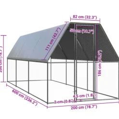 VIDAXL - Poulailler d extérieur 2x6x2 m acier galvanisé