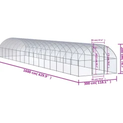 VIDAXL - Poulailler d extérieur 3x16x2 m acier galvanisé
