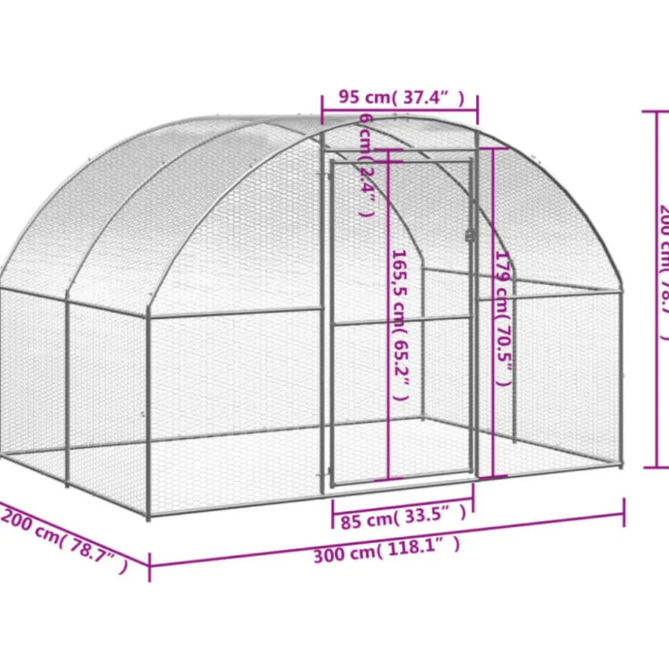 VIDAXL - Poulailler d extérieur 3x2x2 m acier galvanisé
