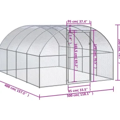 VIDAXL - Poulailler d extérieur 3x4x2 m acier galvanisé