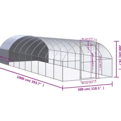 VIDAXL - Poulailler d extérieur 3x10x2 m acier galvanisé