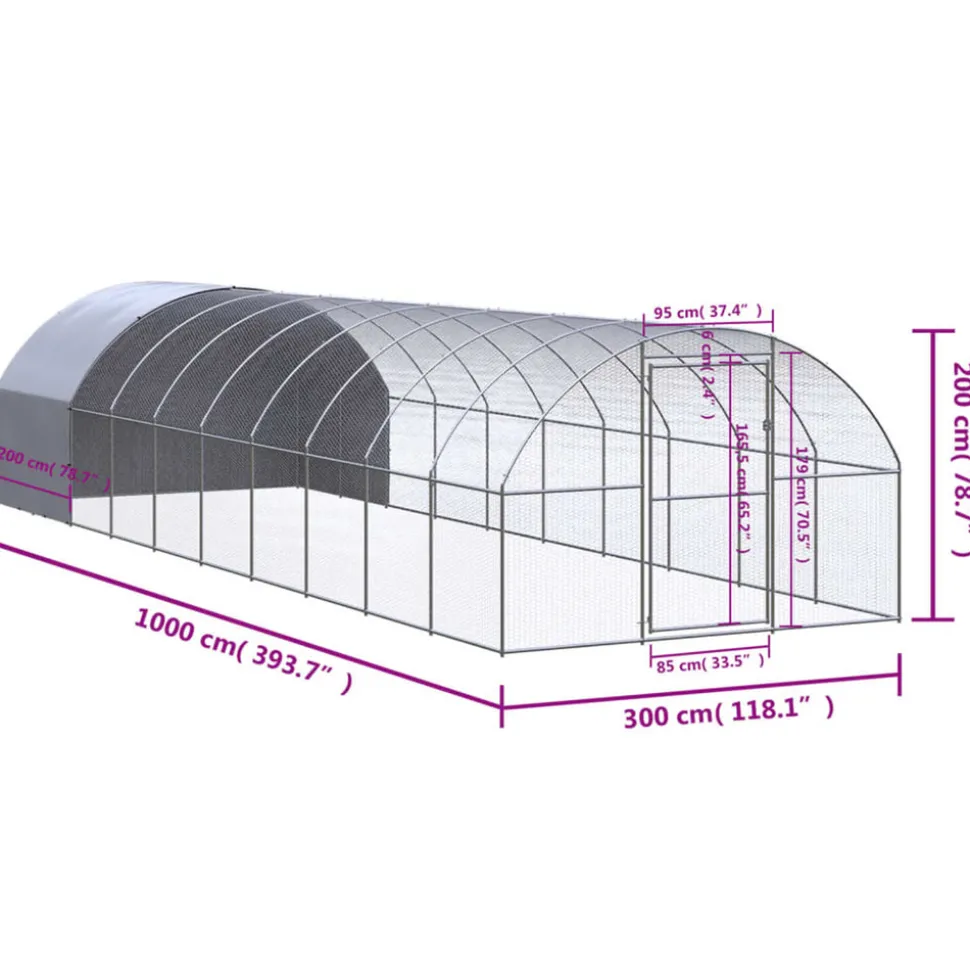 VIDAXL - Poulailler d extérieur 3x10x2 m acier galvanisé
