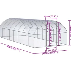 VIDAXL - Poulailler d extérieur 3x8x2 m acier galvanisé