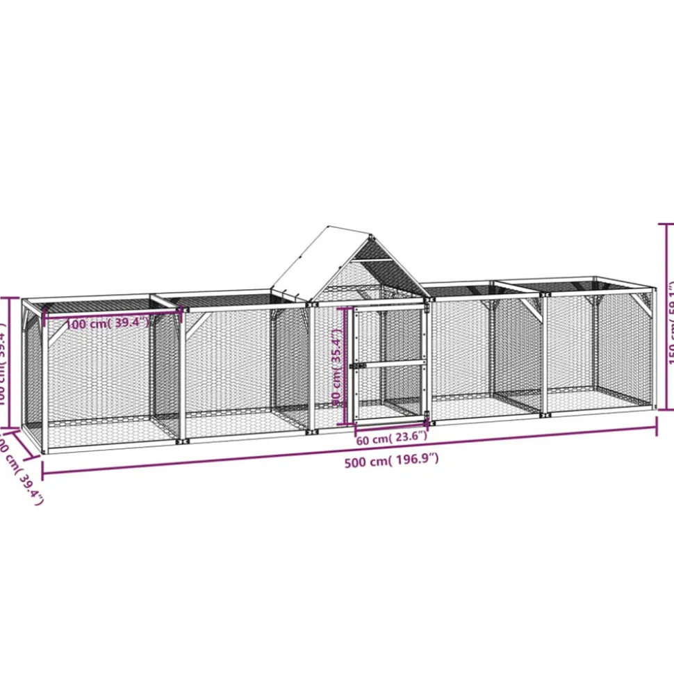 VIDAXL - Poulailler 500x100x150 cm bois de pin massif imprégné