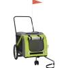 VIDAXL - Remorque de vélo pour animaux de compagnie vert et gris