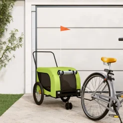 VIDAXL - Remorque de vélo pour animaux de compagnie vert et noir
