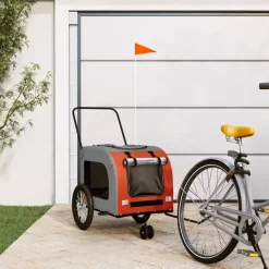VIDAXL - Remorque de vélo pour animaux de compagnie orange et gris