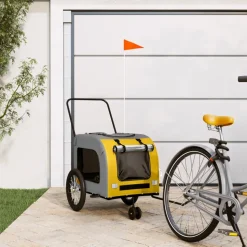 VIDAXL - Remorque de vélo pour animaux de compagnie jaune et gris