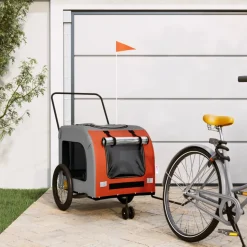VIDAXL - Remorque de vélo pour animaux de compagnie orange et gris